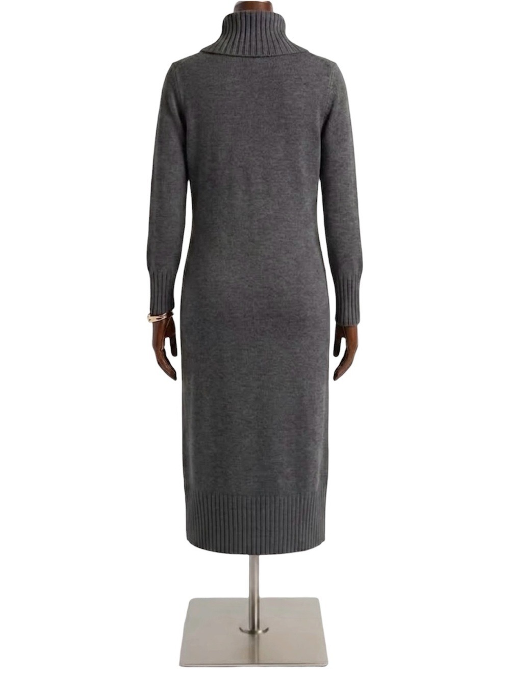 Eileen Fisher 100% Extra Fine Marino Wool Turtleneck Midi Sweater Dress Large - Picture 2 of 5